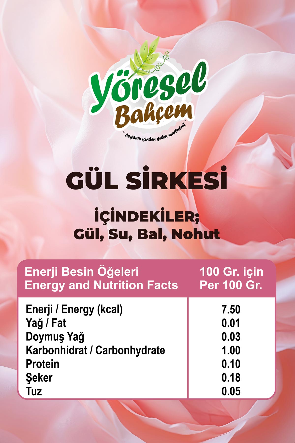 Gül Sirkesi - Doğal & Ferahlatıcı - Yöresel Bahçem