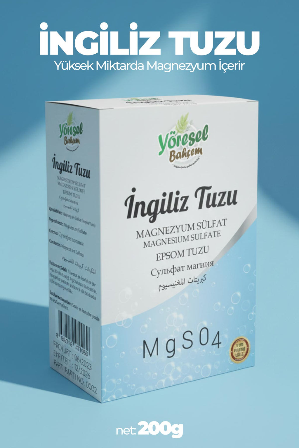 İngiliz Tuzu (Magnezyum Sülfat) 200g - Doğal & Rahatlatıcı - Yöresel Bahçem