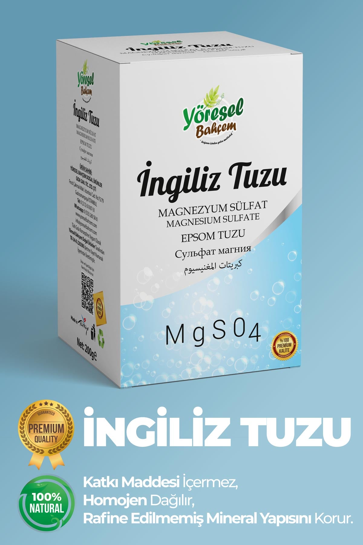 İngiliz Tuzu (Magnezyum Sülfat) 200g - Doğal & Rahatlatıcı - Yöresel Bahçem