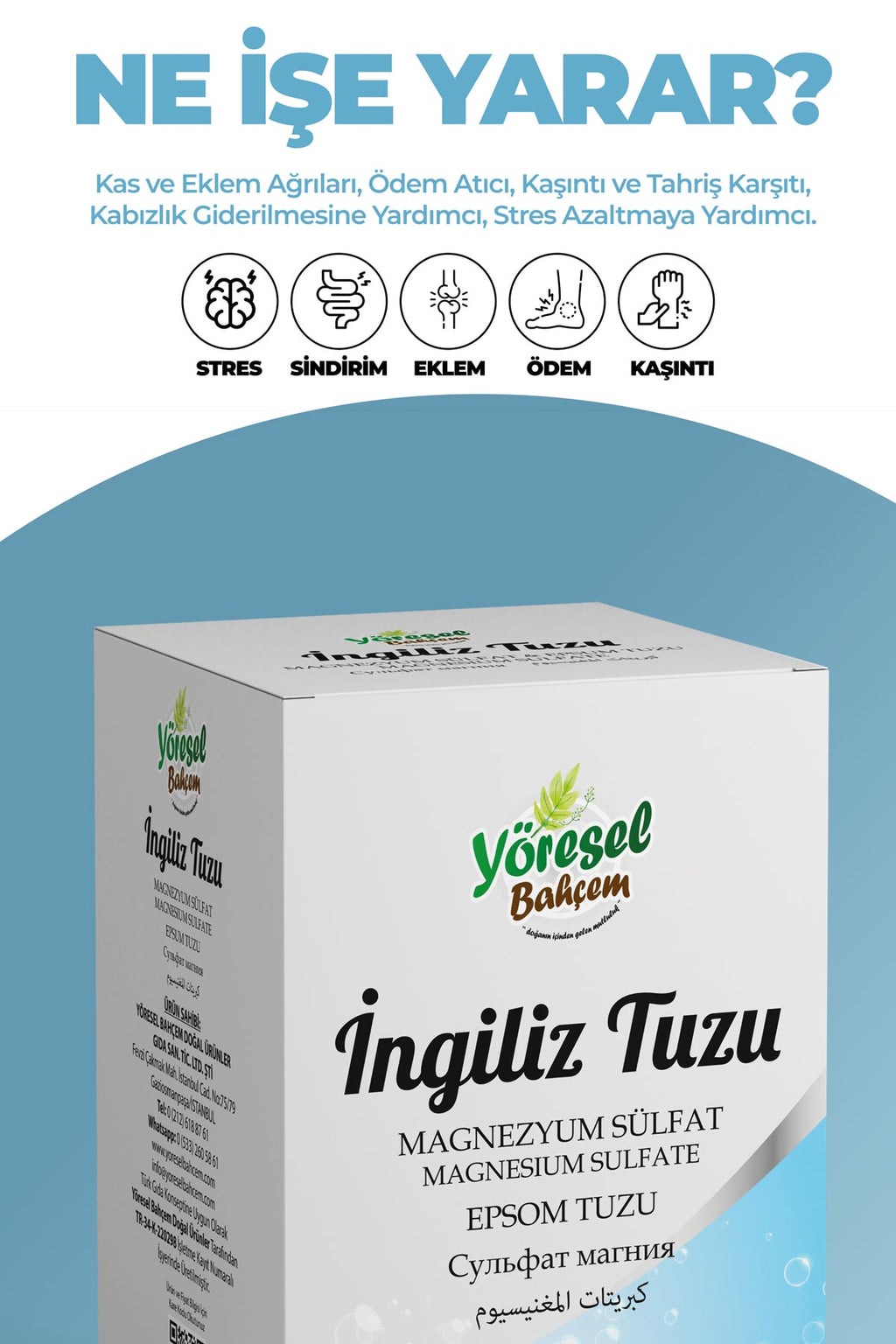 İngiliz Tuzu (Magnezyum Sülfat) 200g - Doğal & Rahatlatıcı - Yöresel Bahçem