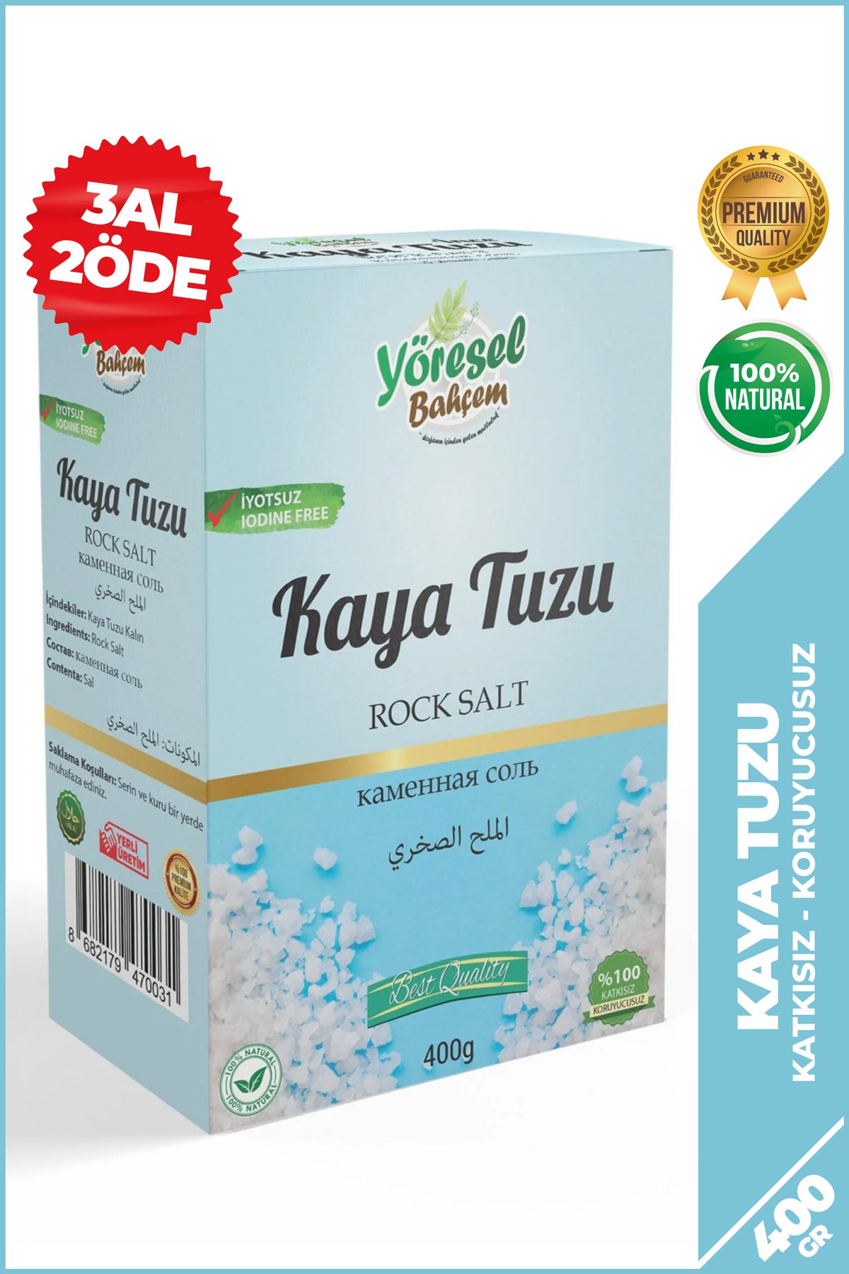 Kaya Tuzu 400g - Doğal & Mineralli Sofralık Tuz - Yöresel Bahçem