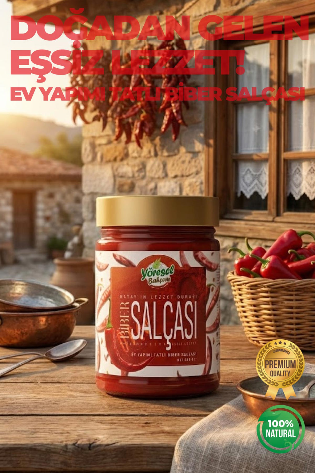 Tatlı Biber Salçası - Ev Yapımı & Katkısız 350g - Yöresel Bahçem