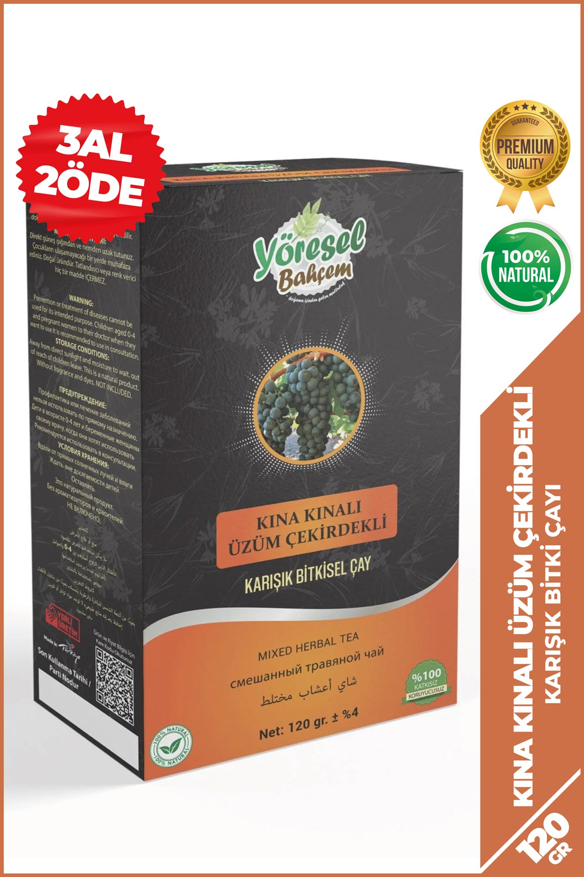 Kına Kınalı Üzüm Çekirdekli Karışık Bitki Çayı 120 GR
