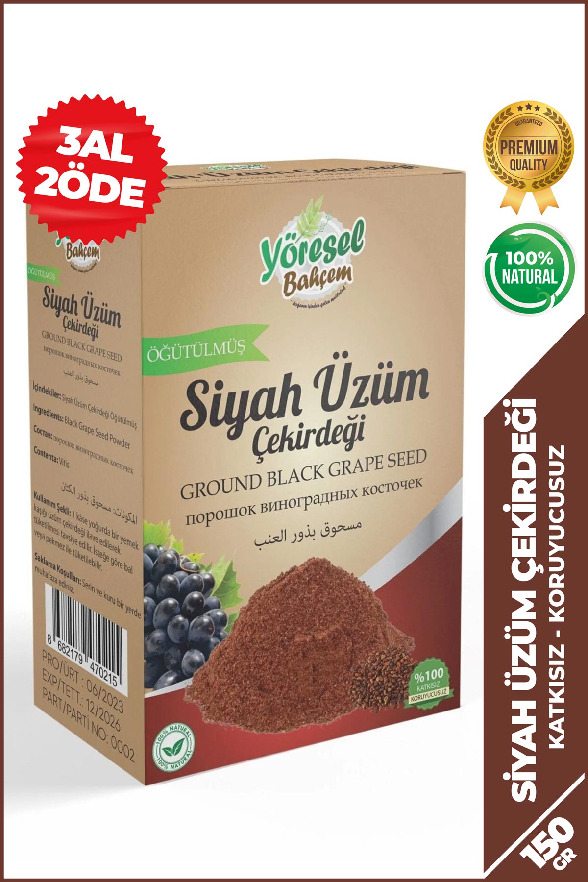 Üzüm Çekirdeği Tozu - Kalp Dostu & Doğal - Yöresel Bahçem